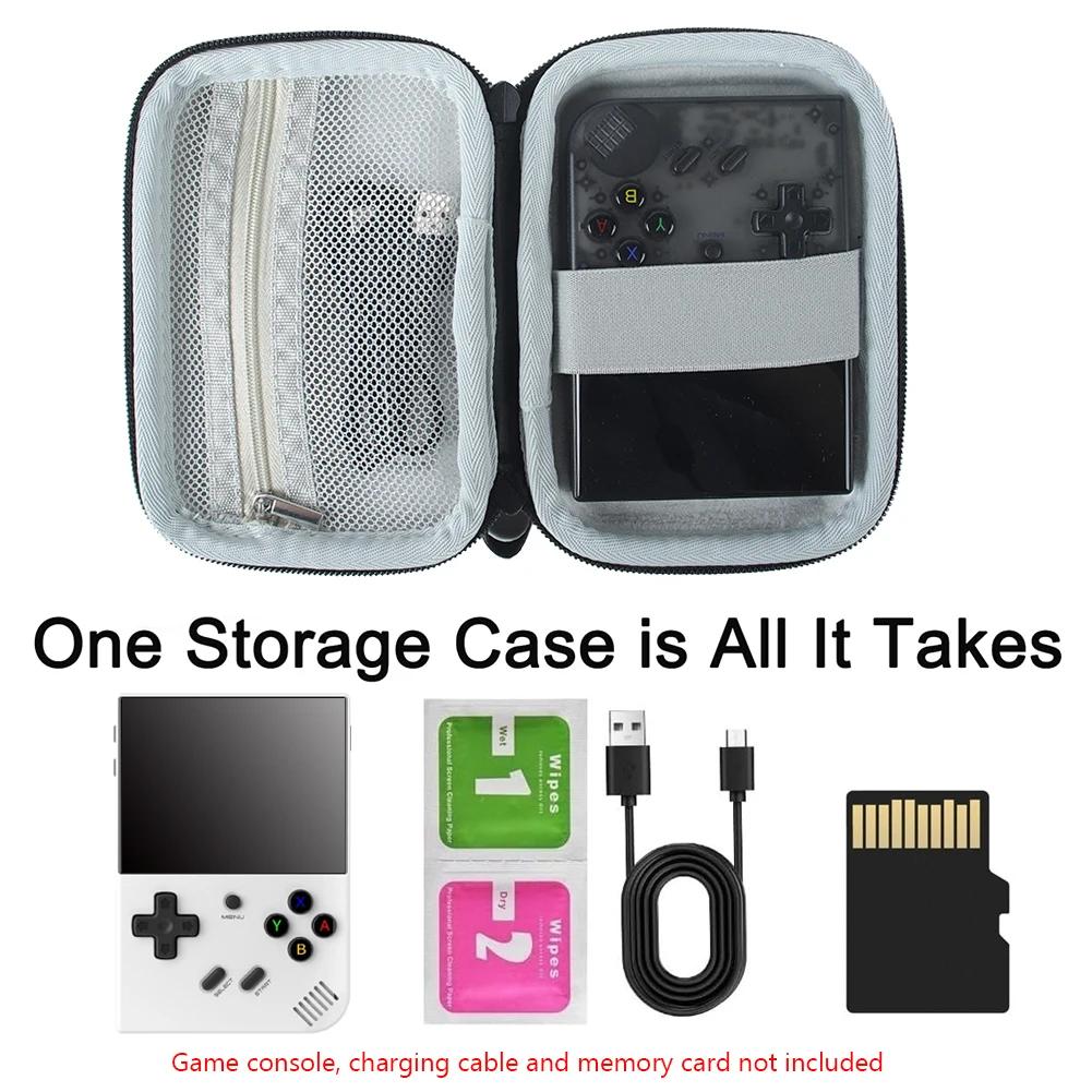 Hard Carrying Case Shockproof Travel Storage Bag with Fixing Straps&Mesh Pocket for RG35XX Plus Handheld Game Console