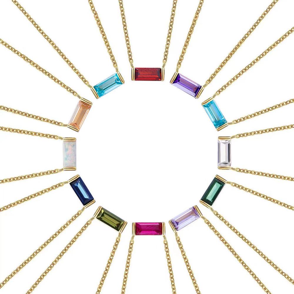 925 Sterling Silver Birthstone Pendant Necklace - Simple, Fashionable Clavicle Necklace for Women