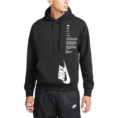Nike Club Fleece Kangoeroezak Logo Print Hoodie Sweatshirt Heren Tops Zwart DQ5153-010