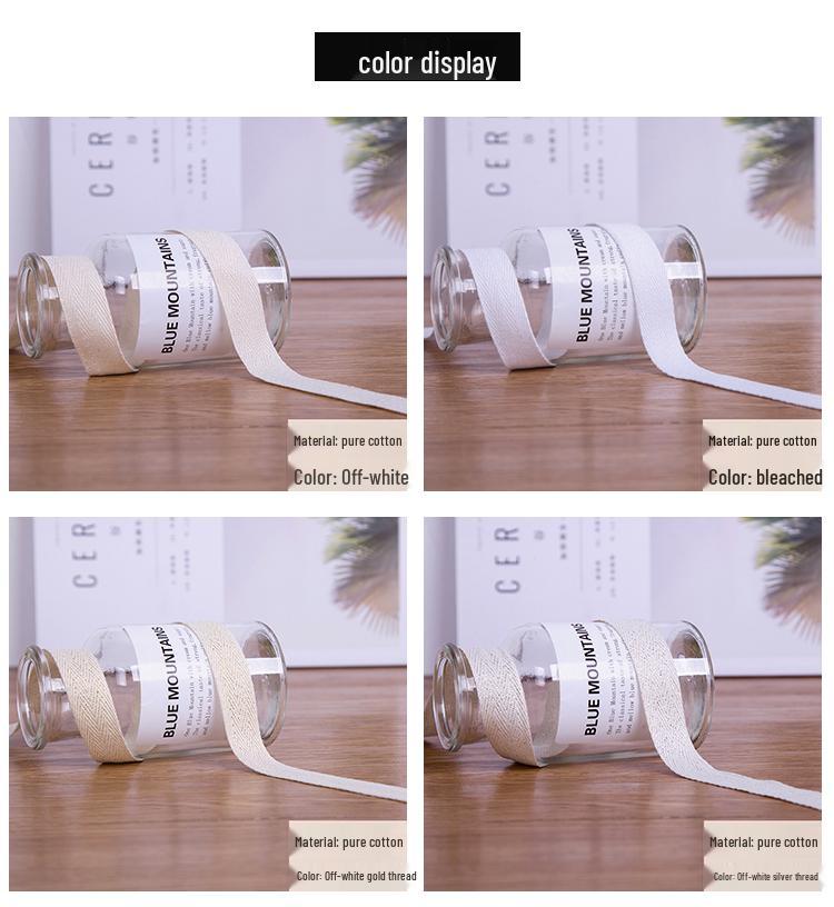 2.5 Cm Cotton Herringbone Tape, 45 Meters - Fabric Strap for Edge Binding and Clothing Accessories