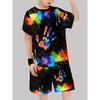 Boys' Set of Fashionable 3D Printed Casual Pullover, Short Sleeved Shorts, T Sports Shirt, Boys' Outdoor T-Shirt Shorts Set, Perfect for Outdoor