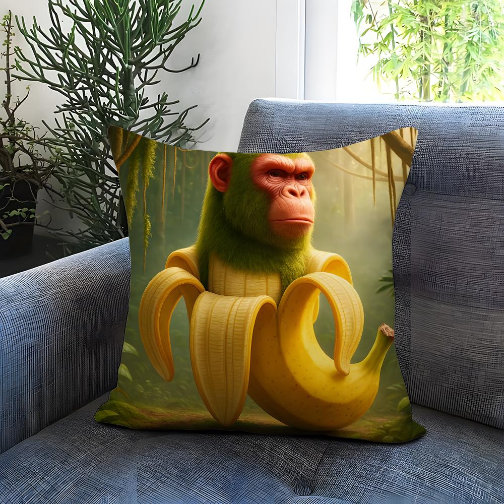 CAT MONKRY II-Italian BrainrotS Cushion Cover Comfortable Reversible Pillow Cover Ideal for Car Sofa Bedroom & Beyond