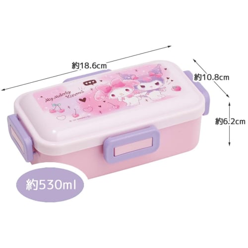 Skater Bento Box, My Melody and Kuromi Love Love Design, 530ml, Soft Filling, Dome-Shaped Lid, Women's, Made in Japan, PFLB6AG