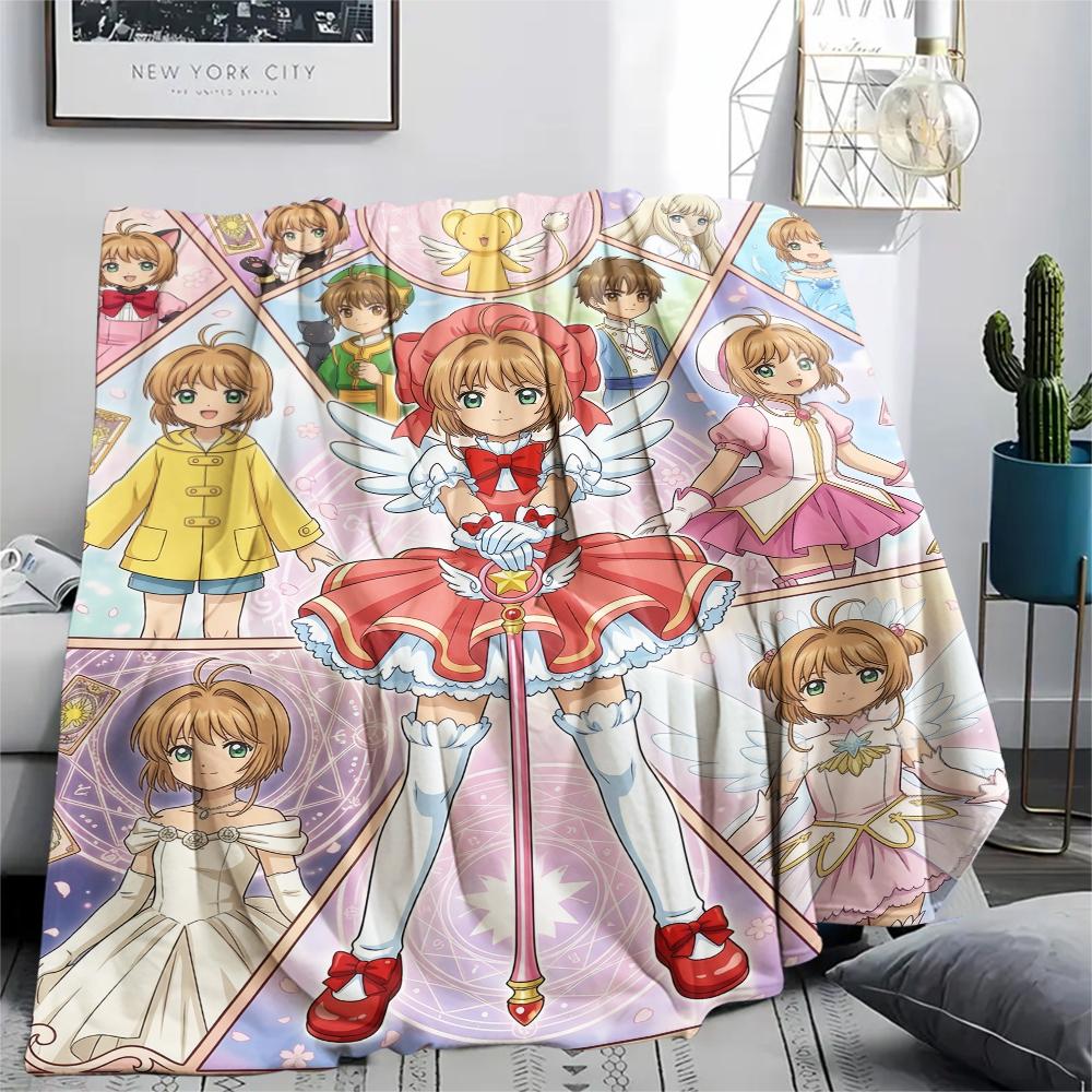 Cardcaptor Sakura Sakura Kinomoto & Magical pattern Flannel Blanket, Comfortable for All Seasons, Home Decor, Warmth and Comfort, Perfect for Gifts. 80cm x 120cm