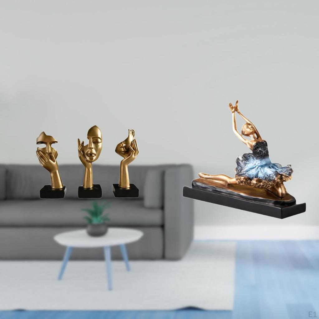 Resin Thinker Ballet Dancer Statue Abstract Art Figurine Tabletop Decorations for Office Bookshelf