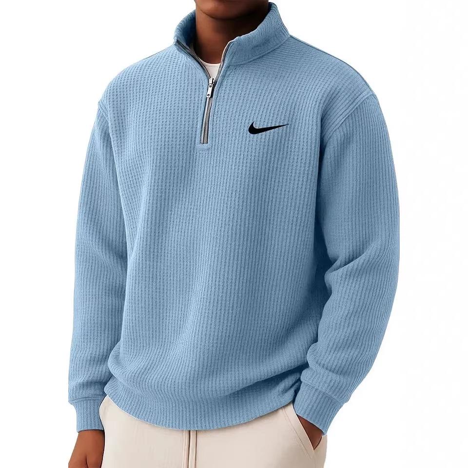 Men's Spring/Autumn Stand Collar Zipper Top - Casual Loose Fit