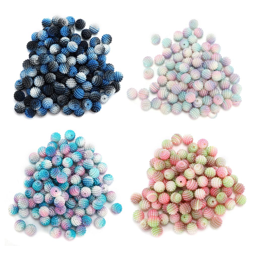 200pcs Pearl Beads Color Pearlized Gradient Bayberry Shaped Bubble Beads with Hole for DIY Jewelry M