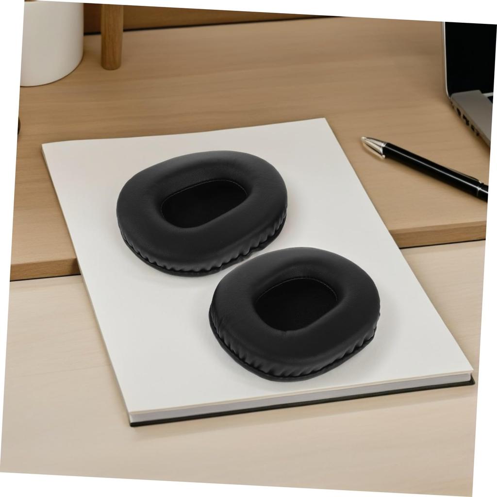 Ipetboom Headphone Ear Ear Oval Foam Noise for 100x80mm Pads, Cushions, 2-Pack, Covers, Reduction, Headsets, Office/Gaming, Black,