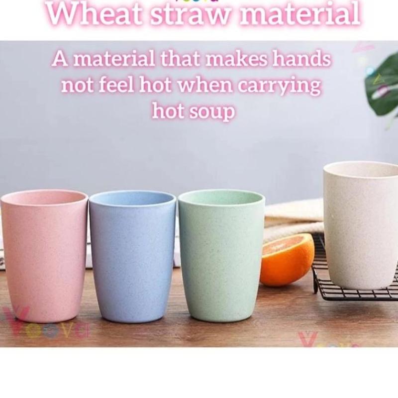 12Pcs Wheat Straw Cup Plastic Mouthwash Water Cup Brushing Cup Potable Drinking Travel Cup For Kids Adults