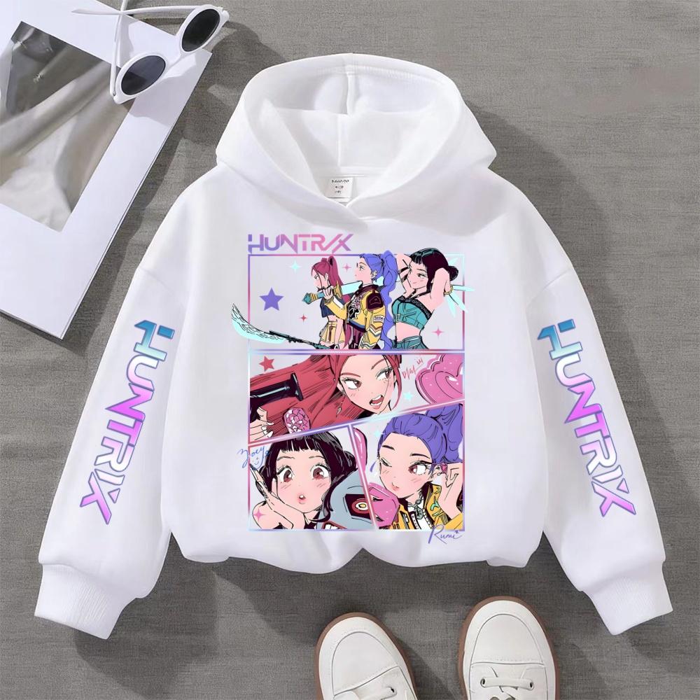 Kpop Demon Hunter Anime Hoodie Girls' Clothing Saja Cosplay Cartoon Pattern Sweatshirt Y2K Casual Everyday Pullover Hoodie