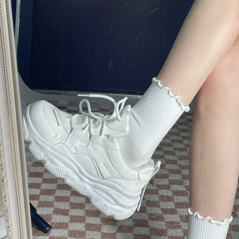 Campus dad shoes double mesh breathable 2025 high-value muffin bottom non-slip little white shoes spring and summer new women's shoes