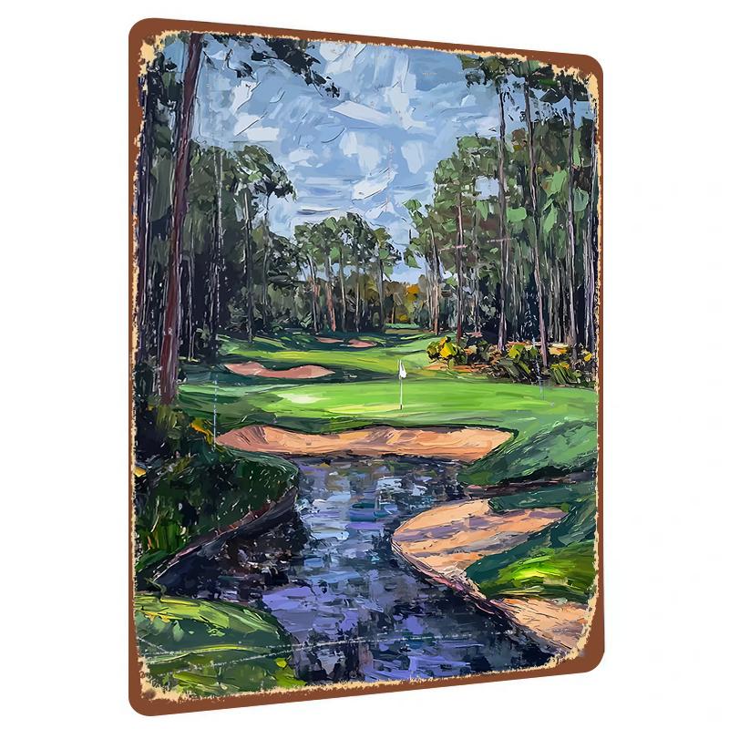 

Golf Course Panoramic Decorative Painting Modern Minimalist Living RoomWall Art Iron Sheet Hanging Painting 20x30cm（7.8x11.8inch）