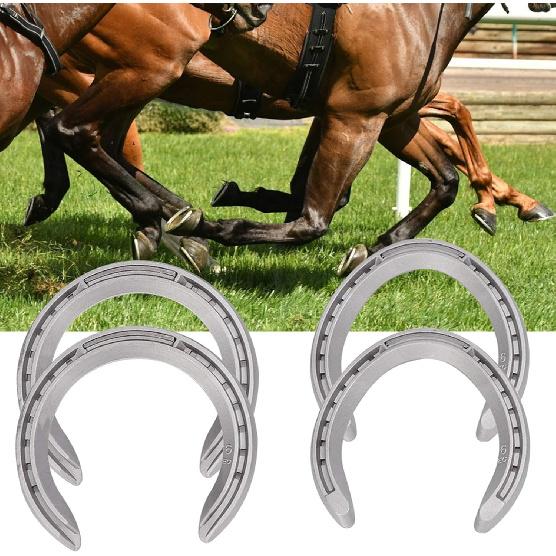 Aluminum Alloy Horseshoes 4pcs Horse Riding Tool Kit for Indoor Outdoor Use Sturdy Long Lasting Non Slip and Wear Resistant Design for Horse Hoof
