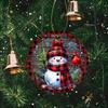 Rustic Snowman and Red Cardinal Buffalo Plaid Pattern Acrylic Christmas Tree Ornament Festive Winter Holiday Decoration Hanging Ornament Home Decor