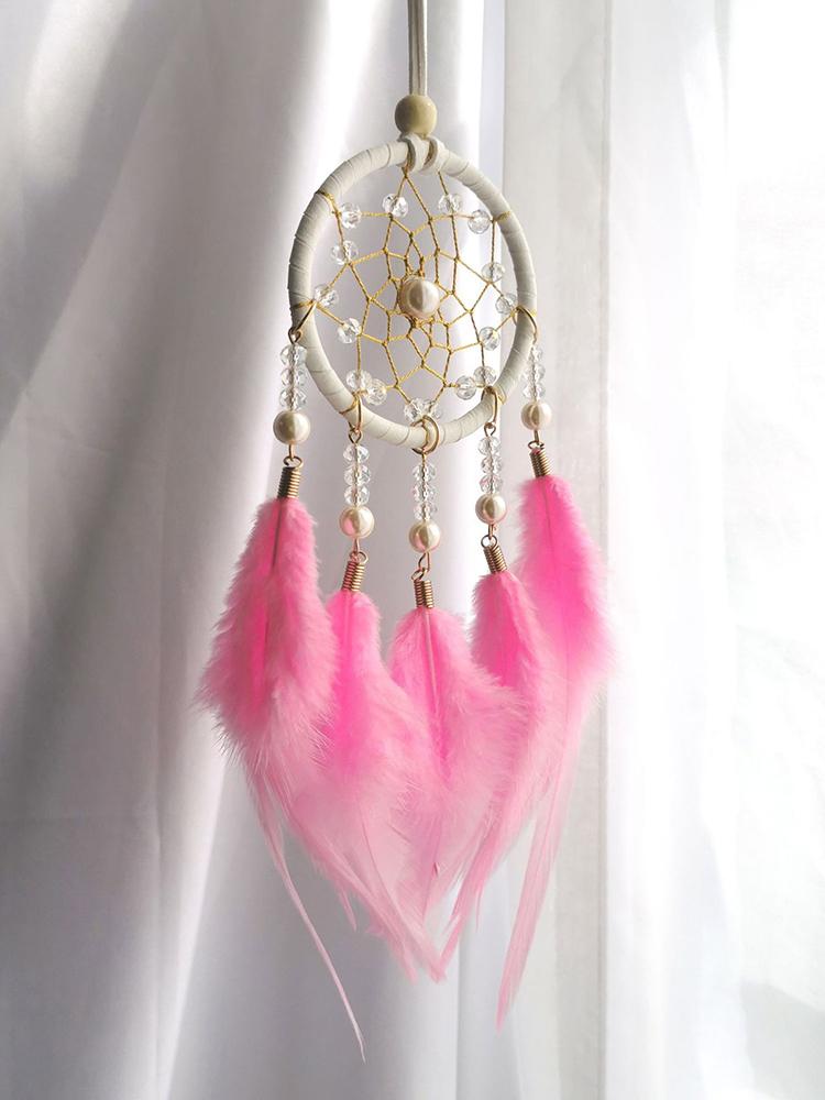 Creative Hand-woven Car Pendant Dream Catcher Feather Wind Chime Valentine's Day Gift Bedroom Hanging Ornaments Home Decoration