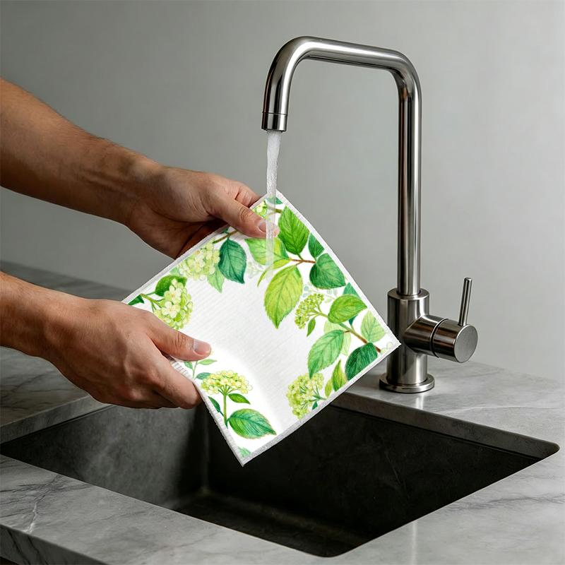 6PCS Cleaning Dishcloths Reusable Kitchen Dish Towels Fresh Watercolor Style Dishcloth Absorbent Lint Free Cloth Washable Duster Rags Tea Towels
