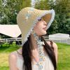 Summer big brim sun hat women's fashion ins seaside sun protection straw hat pastoral pearl face small sun hat