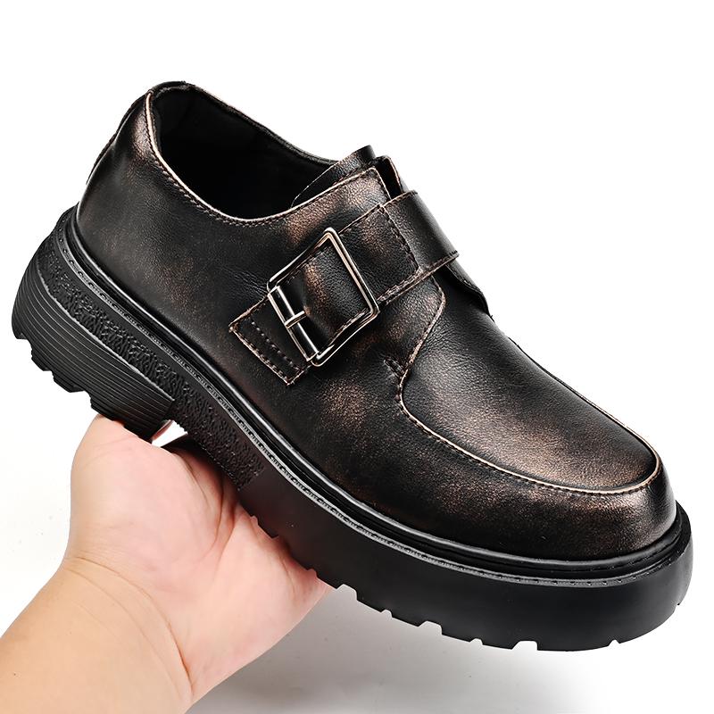 Loafers Oxford Shoes Business Men Wedding Leather Shoes  Men's Elevator  Height Increase 5cm Plus Size 38-46