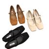 Feenwind quadratischer Kopf Wildleder niedriger Absatz Oma-Schuhe Damen Frühling vielseitig retro leichter Mund weiches Leder Mary Janes mit dickem Absatz Einzelne Schuhe