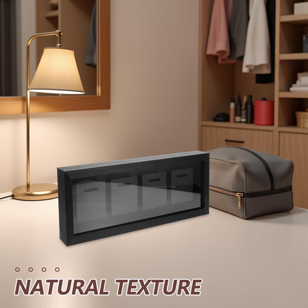 Natural Grain Wood Medal Display Frame Shadow .13 X 6.5 Inches Running Marathon Trophy Holder Wall Mounted Award Showcase