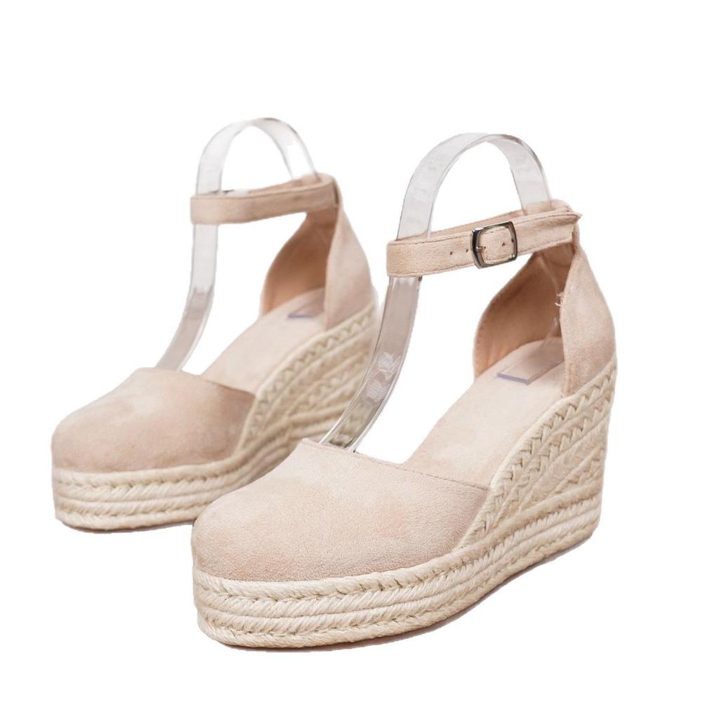 Eleganti Sandali Zeppa Donna a Punta Chiusa: Suola Spessa, Plateau Impermeabile, Design Espadrille, Cinturino alla Caviglia