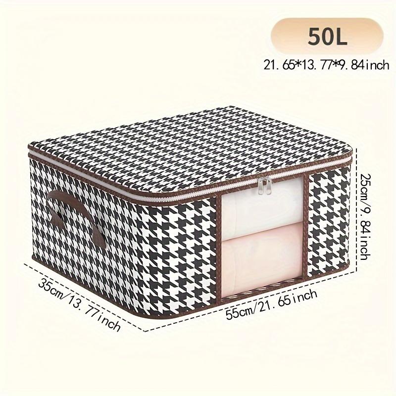 

5pcs Houndstooth Pattern Storage Bins - Foldable, Moisture-Resistant Clothing Organizer Bags with Zipper Closure, Moving and Home Organization 5pcs