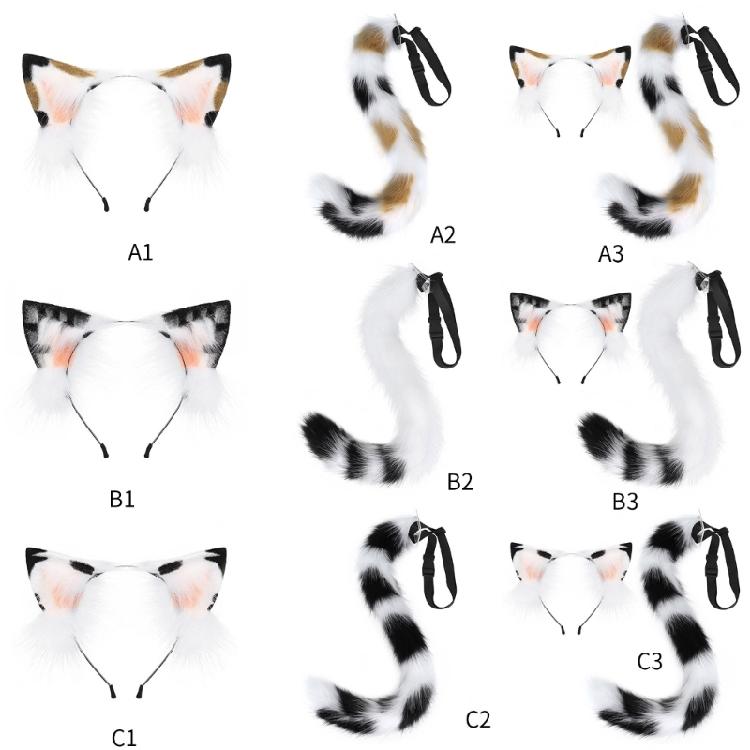 Foxes Cat Cosplay Costume Cat Ears Tail Halloween Party Cat Ears Headband Tail