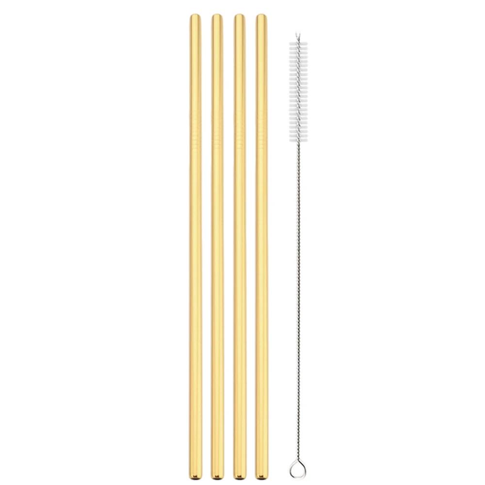 Gold Stainless Steel Drinking Straw High Quality Straw Set Eco-friendly Reusable Metal Straws Set Party Juice Bar Accessory