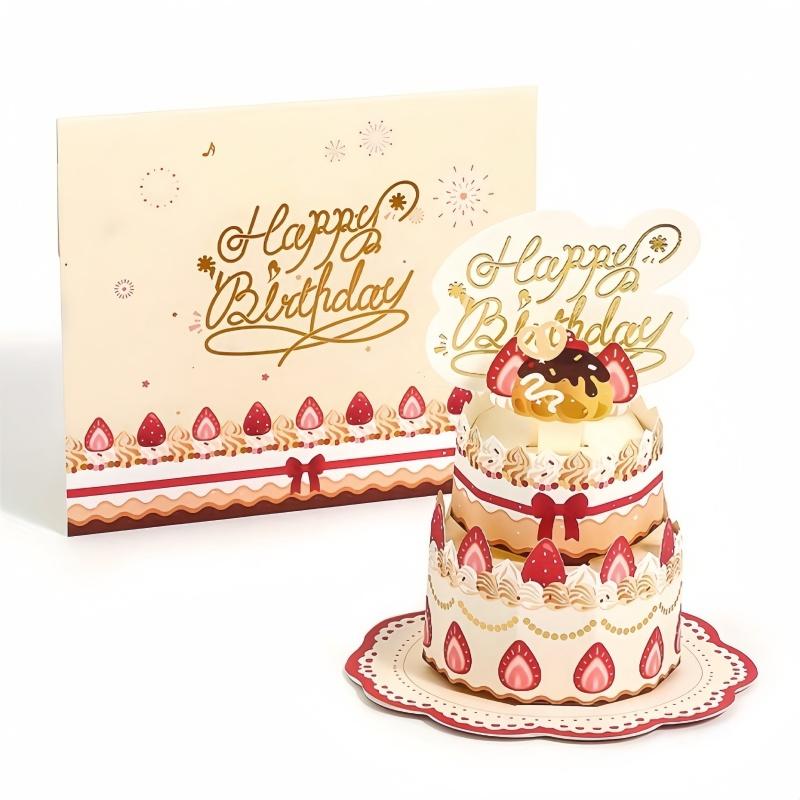 

1PC 3D Pop up Happy Birthday Card with Cake Occasion Birthday Decoration Foldable Creative Blessings Cute Party Birthday Gifts