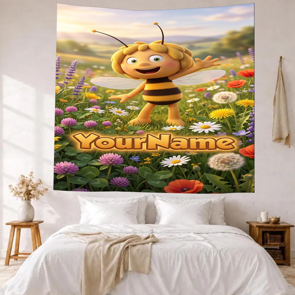 Biene Maja Custom Your Name Wall Decor Tapestry Art For Pet Memorial Birthdaywedding Party Backdrop Family Gift