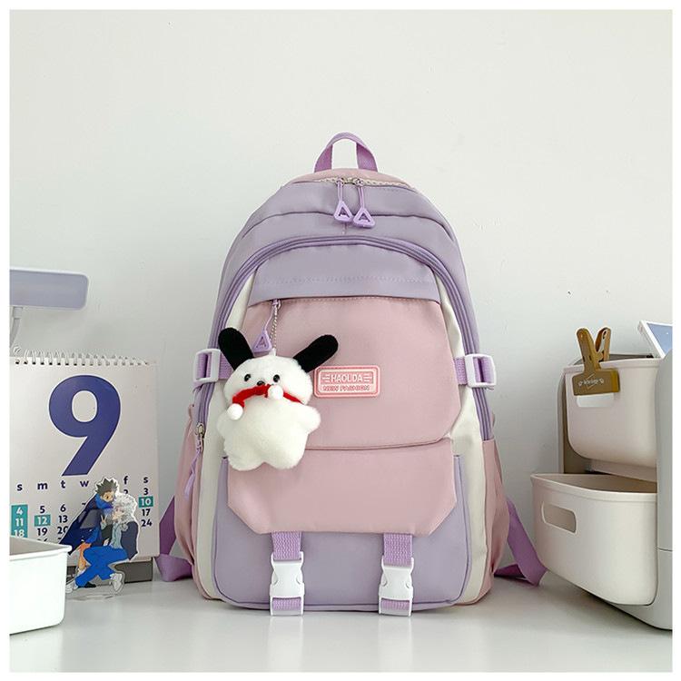 2025 spring new backpack college style high school versatile contrasting colors student schoolbag niche design stationery store