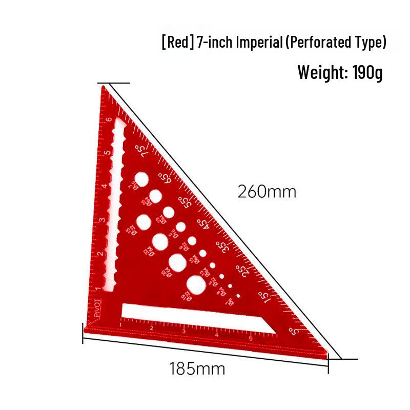 7-inch Aluminum Alloy Precision Triangle Ruler - Metric & Imperial Woodworking Measuring Tool
