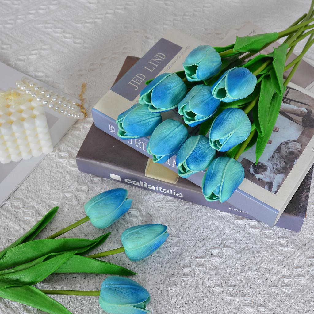 30 Stück Künstliche Tulpen 34cm Real Touch PU Kunstblumen Tulpenstiele für Hochzeit Frühlingsstrauß Blumengesteck Zuhause Büro Party Dekoration