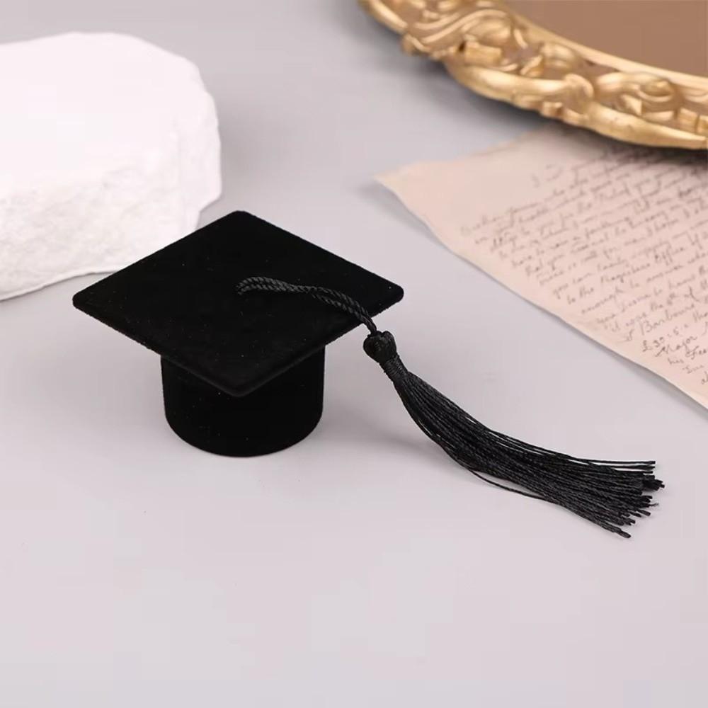Doctoral Hat Shape Doctoral Hat Ring Box Composites Ring Packaging Box Student Graduation Season чёрный