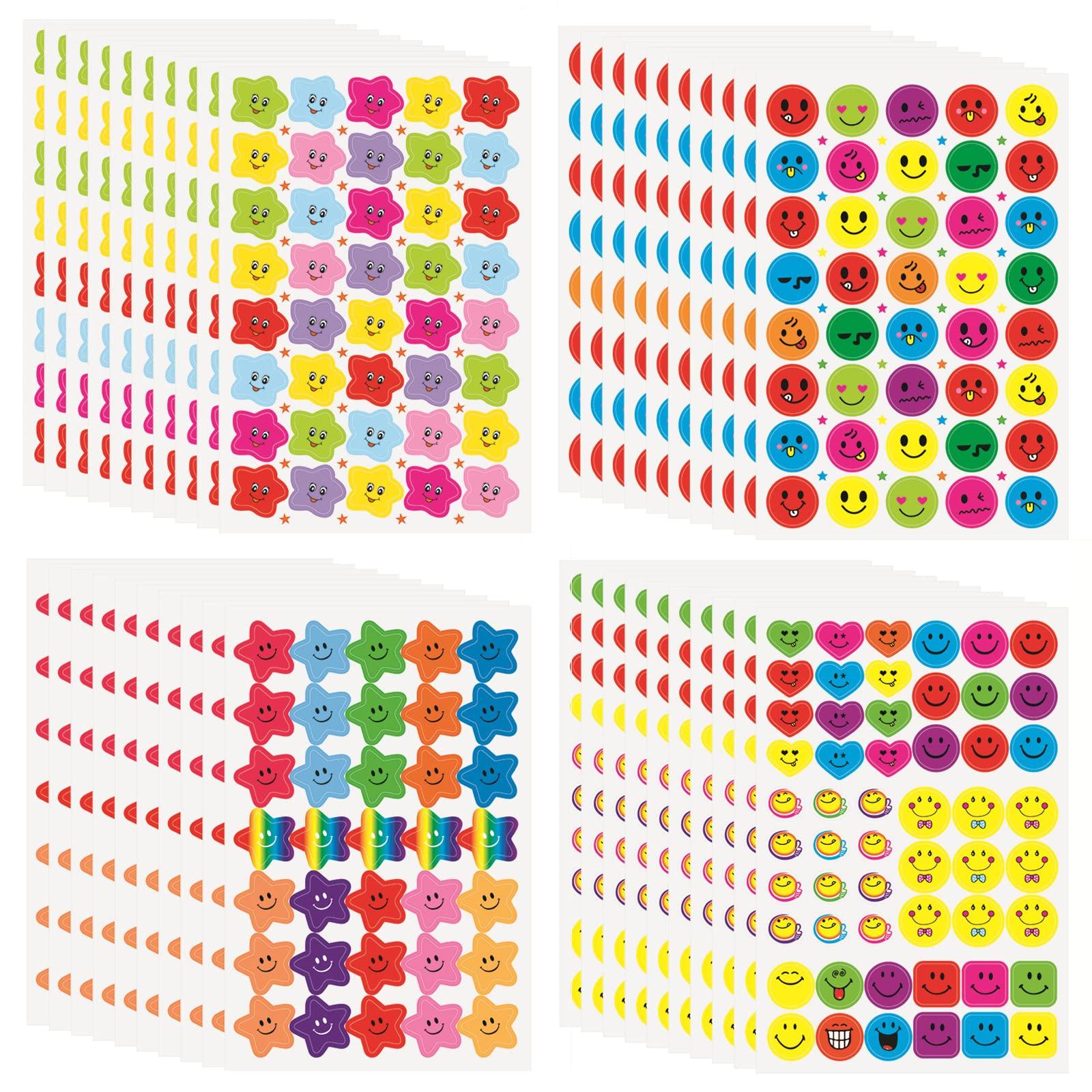 

EUSTACE Reward Stickers Large Capacity Smile Face Circular Star Stickers Colorful for Schoolchildren and Teachers Rewards