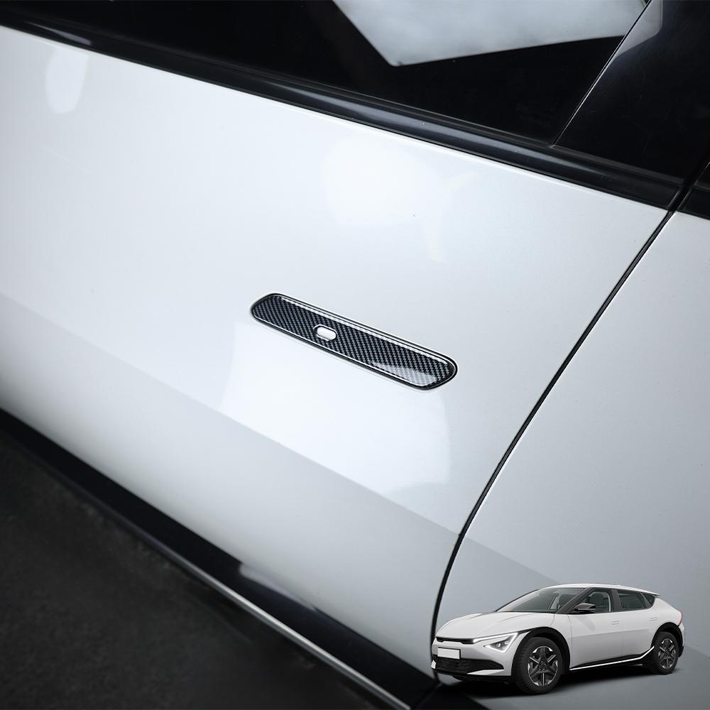 Auto Interior Accessory for Kia EV6 2022 2023 2024 LHD RHD Carbon Fiber Exterior Door Black Handle Frame Protective Cover