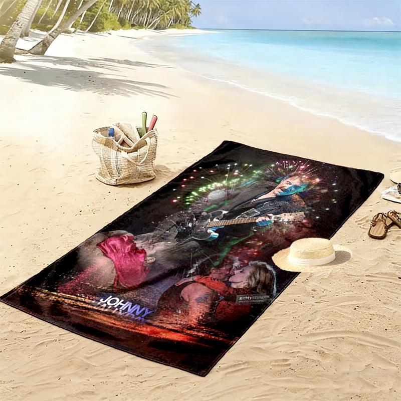 Rhythm: Johnny's Electric Night Beach Towel Beach Beach Towel for Vacation Photos Absorbent Bath Towel Quick-drying Swim Towel Seaside