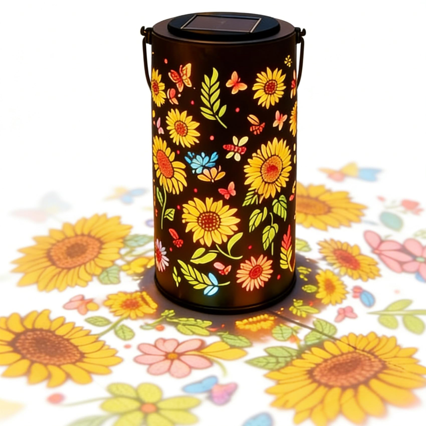 Colorful Sunflower Glow Solar Garden Lantern, Waterproof Solar Sunflower Lights Outdoor Garden, Solar Powered Hanging Lantern for  Garden Decor 1pc