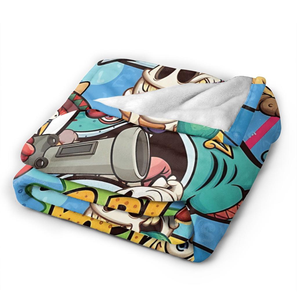 Cartoon Cute Doodle Plush Blankets Students  Flannel Throw Blanket For Home Warm Soft Custom Quality Bedspread Birthday Present
