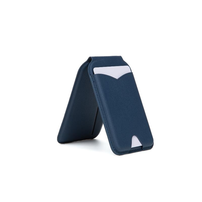 Magnetic Wallet Stand with Mirror Lightweight PU Leather Card Holder Phone Mount for Gym Sports Use