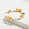 Retro Chunky Bamboo Curved Tube Acrylic Bracelets for Women New Trendy Resin Beaded Stretchy Stack Bangle Couple Jewelry Gifts
