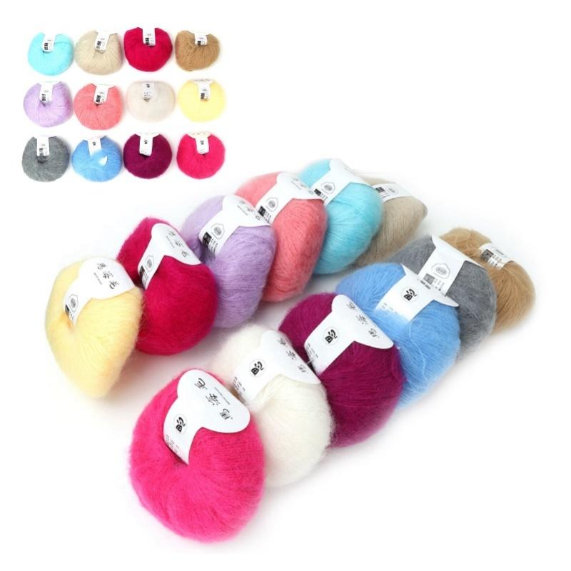 Popular Soft Mohair Pashm Knit Angora Long Wool Yarn (12 Colors A Set)
