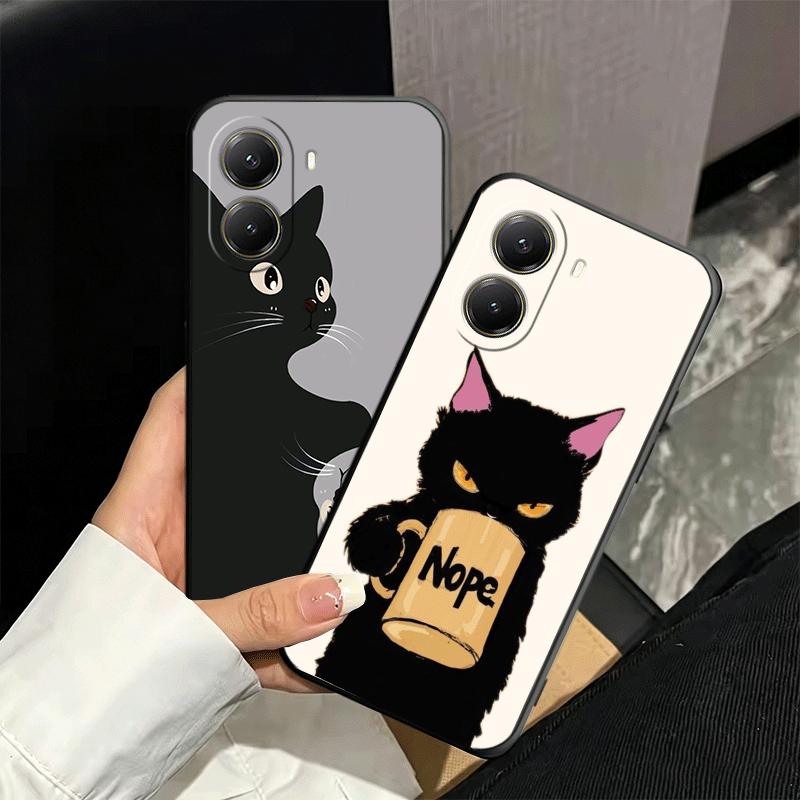 Black Cat Cartoon Cute Soft Phone Case for Xiaomi Poco X5 X6 X7 X8 Pro Max X3 F7 F8 Ultra M8 M7 M6 M5 Redmi 15 15C 14C 13C 12C X