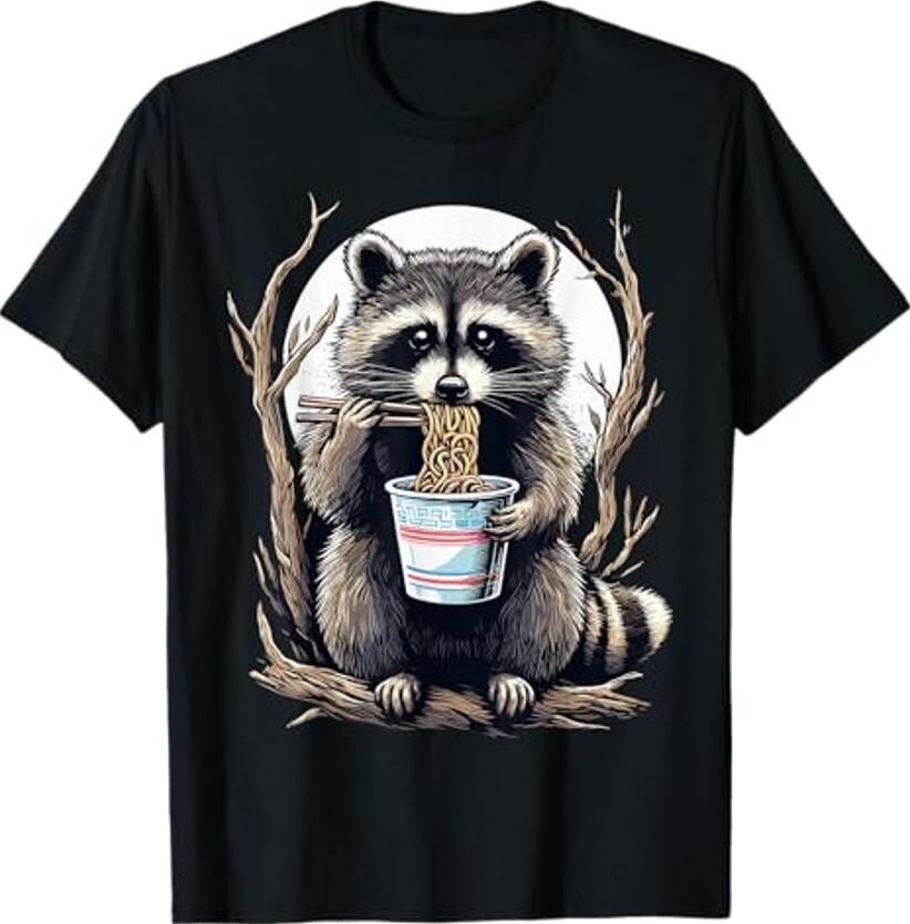 Raccoon Eating Instant Noodle Cup Funny Gifts For Women Men T-Shirt Unisex T-Shirt XL
