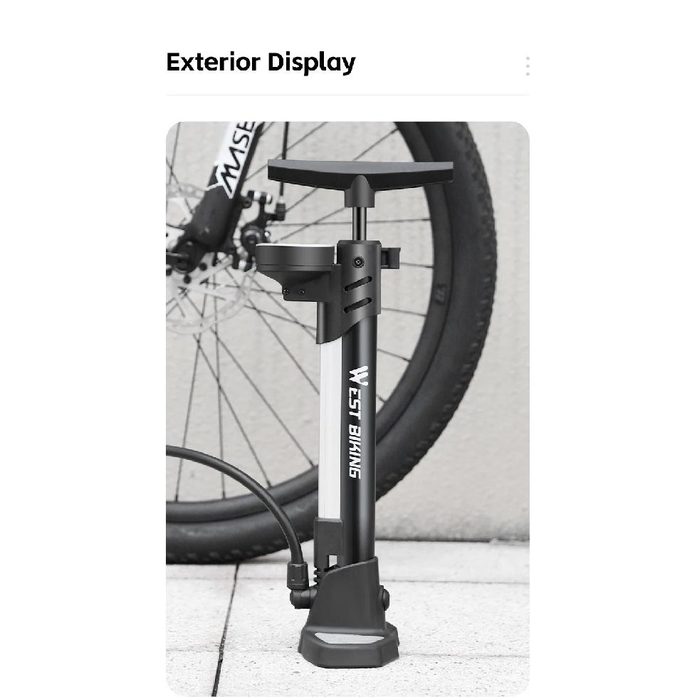WEST BIKING 160PSI Bicycle Tire Pump Schrader/Presta/Dunlop Valve Bike Inflator Rapid Inflation Digital Pressure Gauge Bike Pump