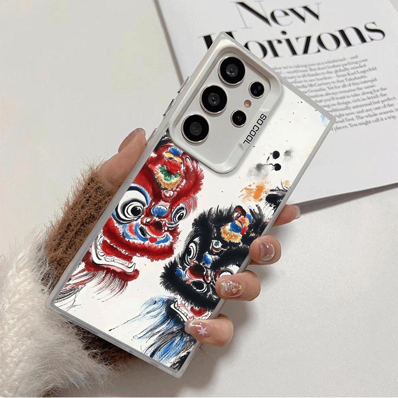 Lion Dance Ink Wash Shockproof Phone Case for Samsung Galaxy S26 Edge S25 Ultra S24 FE S23 Plus S21 Cover Anti Fall Fundas