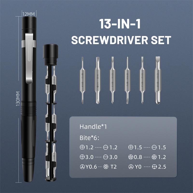 13 in 1 Precision Screwdriver Pen Set Portable Hidden Storage Multi-Function Repair Tool for Phone Computer Glasses Furniture