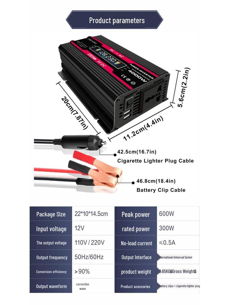 Intelligent Modified Sine Wave Car Solar Inverter 4000W 12V