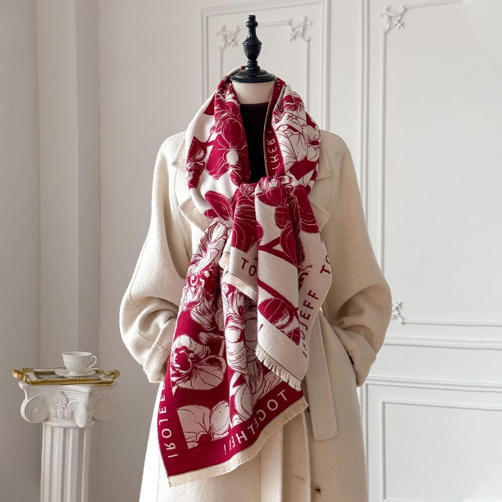 New Elegant Ladies' Two-Sided Jacquard Pashmina Cashmere Scarf Winter Thick Warm Coldproof Windproof Shawl Blanket