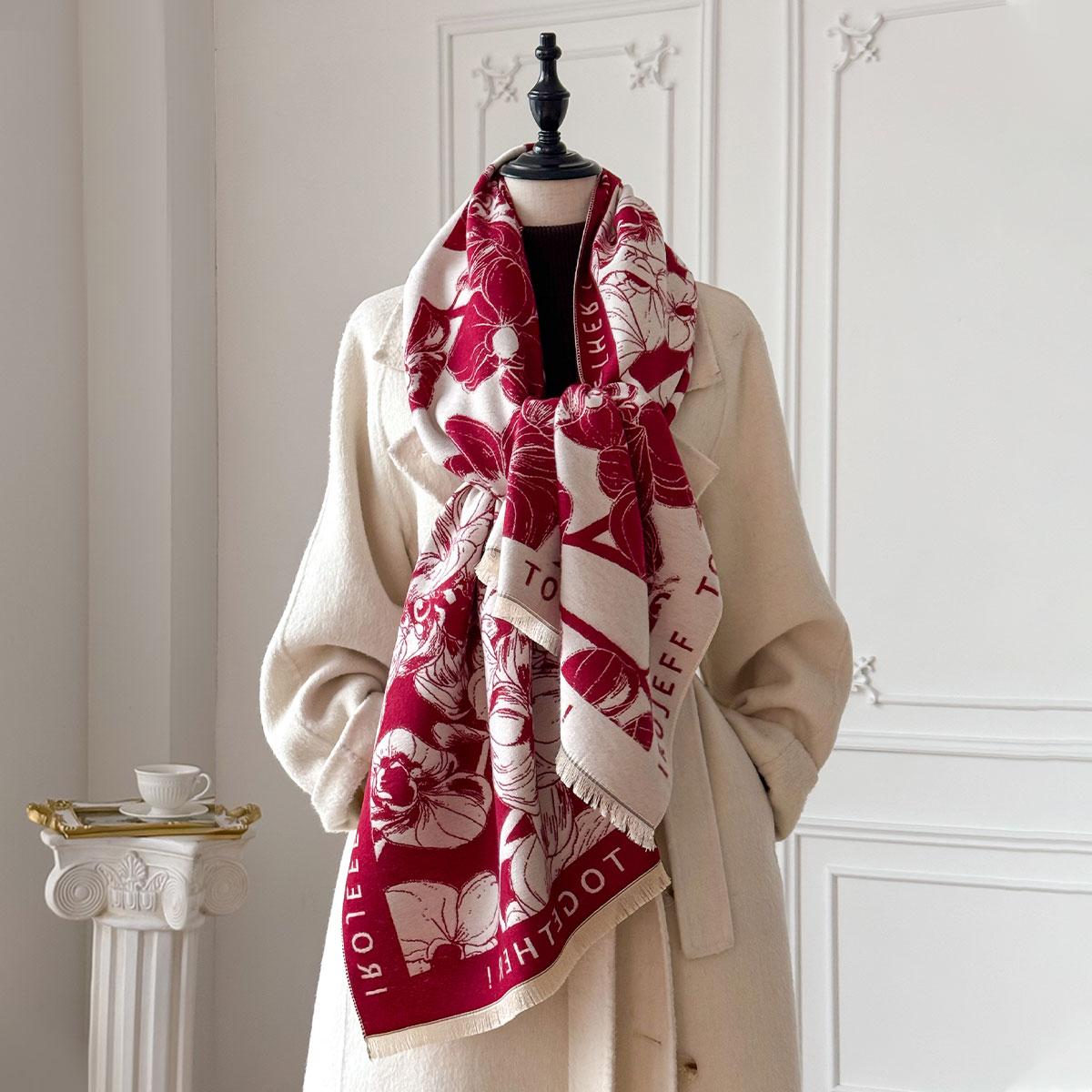 

New Elegant Ladies Two-Sided Jacquard Pashmina Cashmere Scarf Winter Thick Warm Coldproof Windproof Shawl Blanket